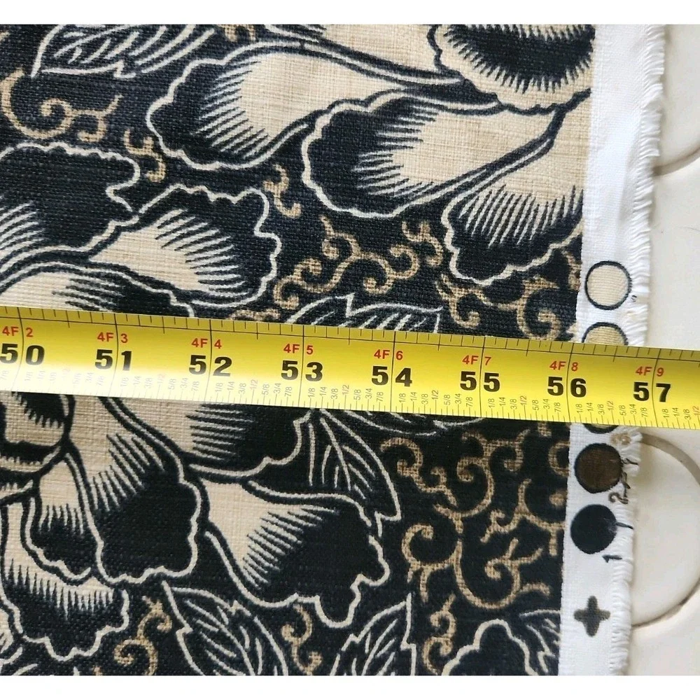 1 Yard/Waverly Sun N Shade BOHO BATIK Black Tan Floral Outdoor Fabric 56 Wide